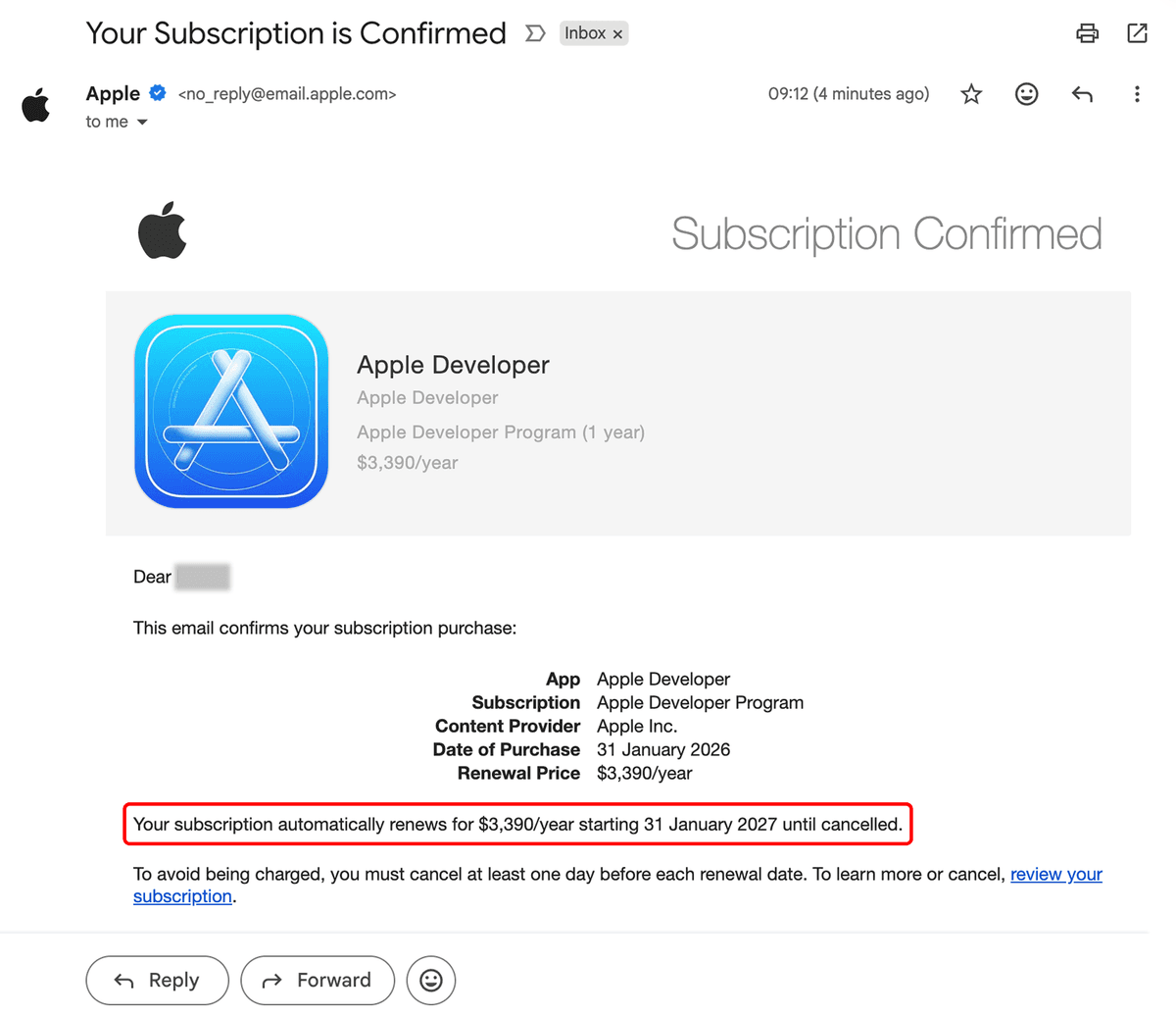 Step 16: 隔天就收到 Email 通知了.2